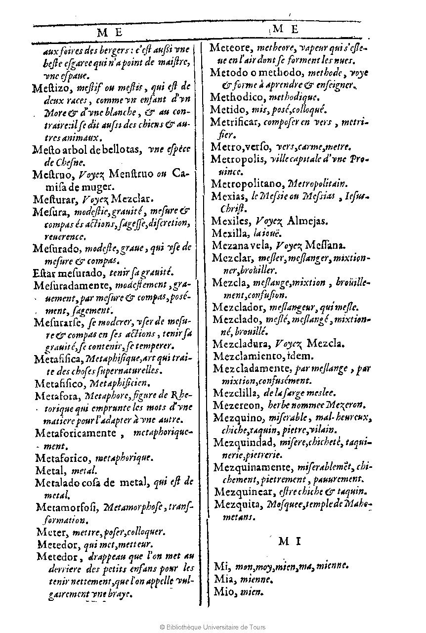 1607 - Marc Orry - Trésor des deux langues espagnole et française (Première et Seconde parties) - BU Tours