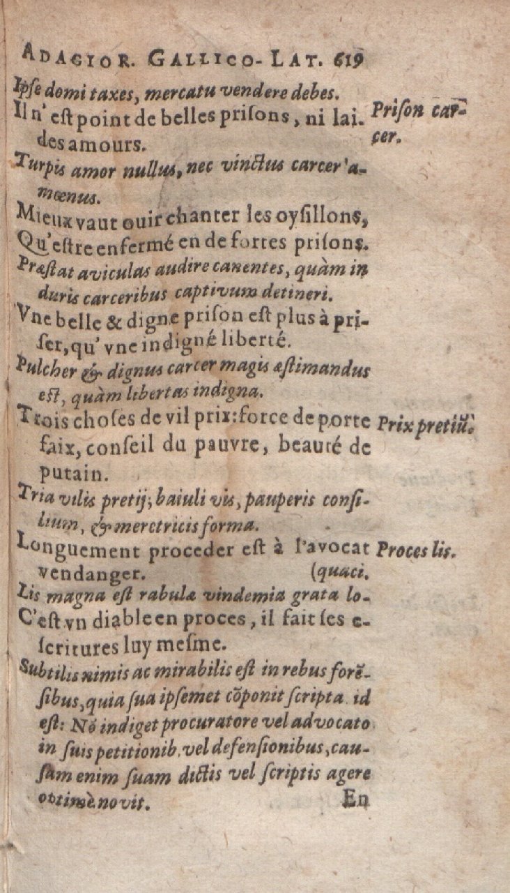 1612 - Dominicus Custos - Trésor des proverbes français - Bibliopol-Olomuc 1612 - Dominicus Custos - Trésor des proverbes français - Bibliopol-Olomuc