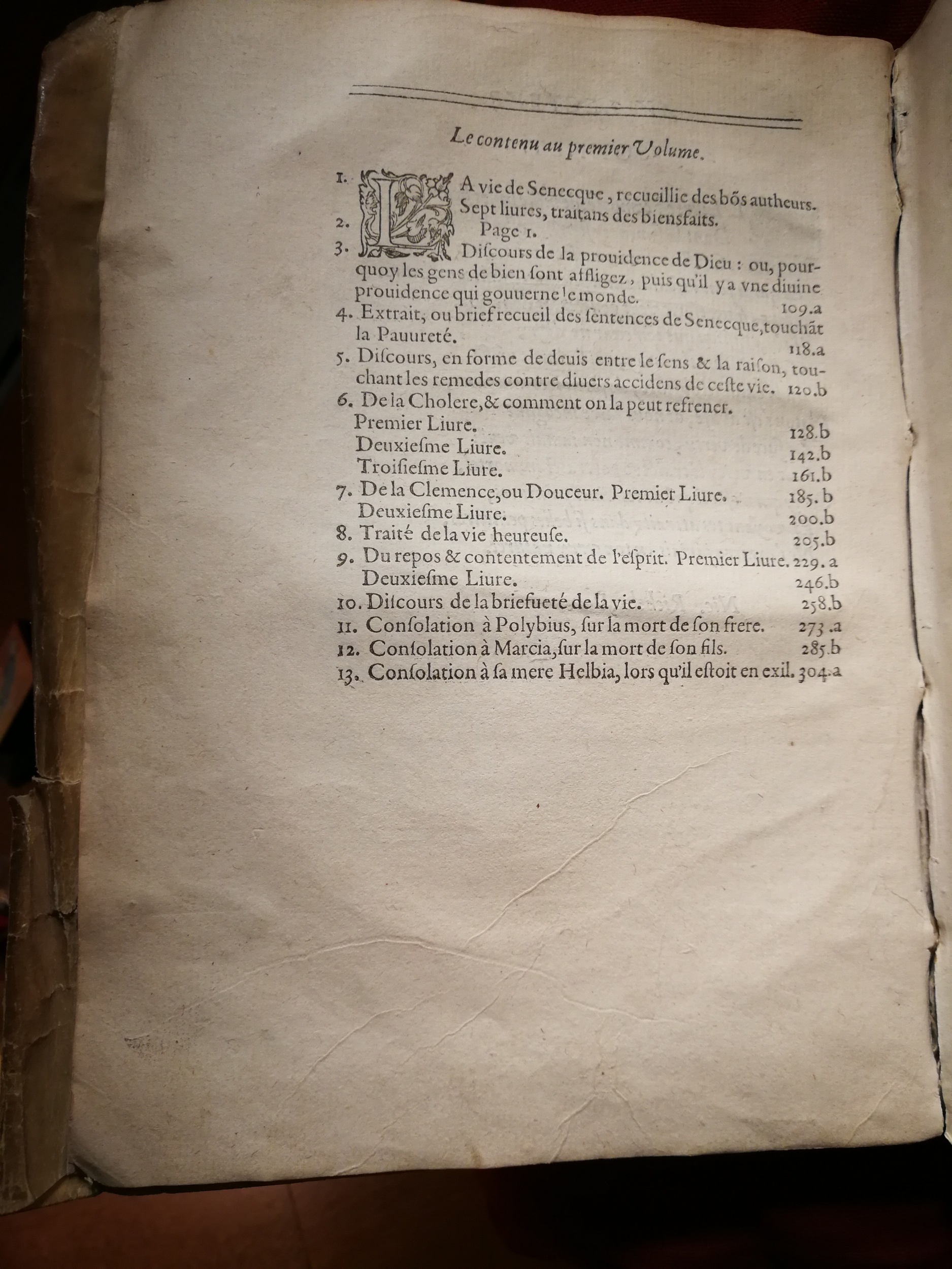 1595 - Jean Houzé - Œuvres morales et mêlées de Sénèque, Trésor de philosophie morale - T. 1 - BnF