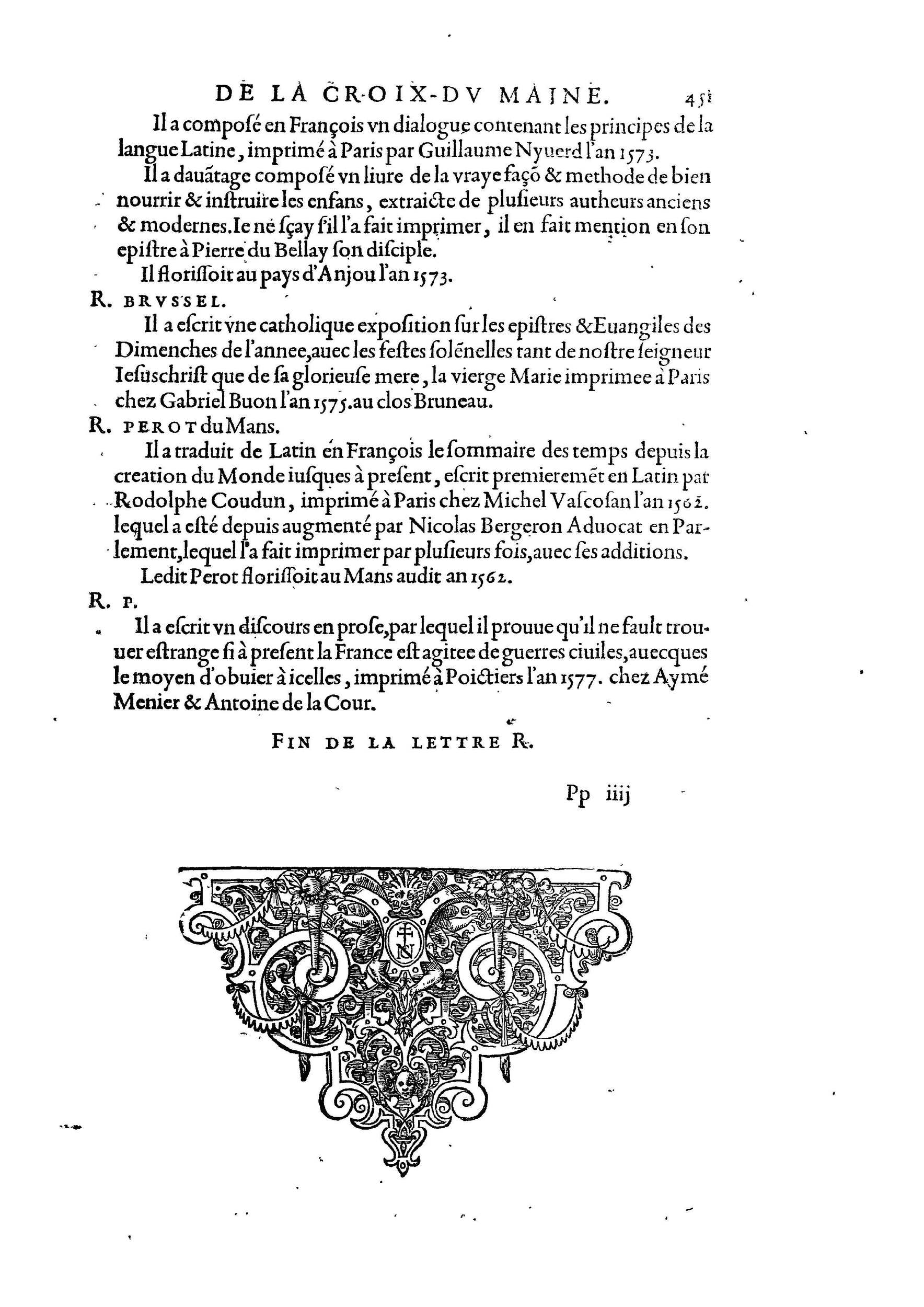 1584 - Abel L&#039;Angelier - Bibliothèques françaises - BnF