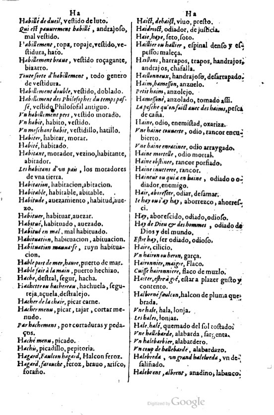 1621 - Adrian Tiffaine - Trésor des deux langues espagnole et française - BM Lyon
