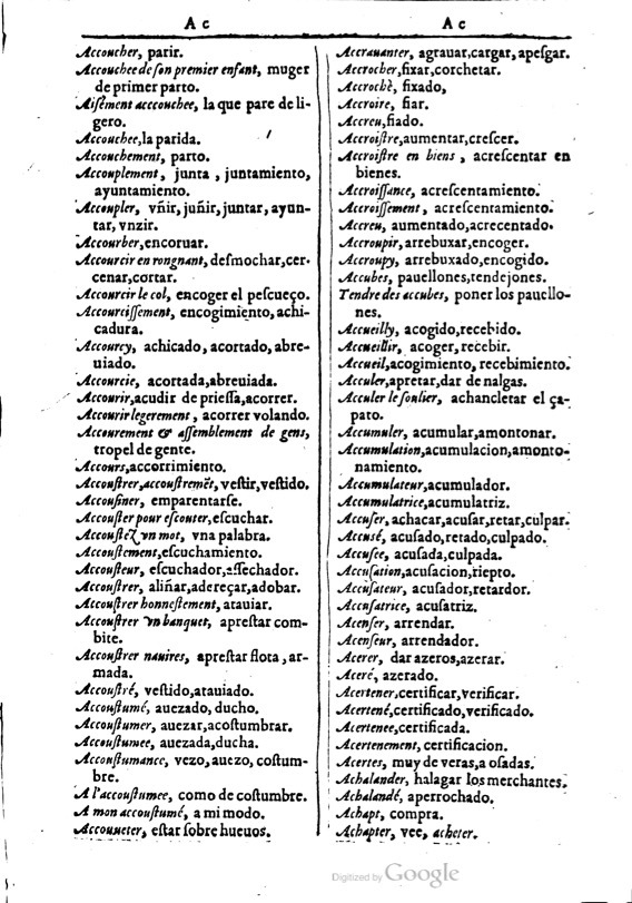 1616 - Veuve Marc Orry - Trésor des deux langues espagnole et française (Première et Seconde parties) - BM Lyon