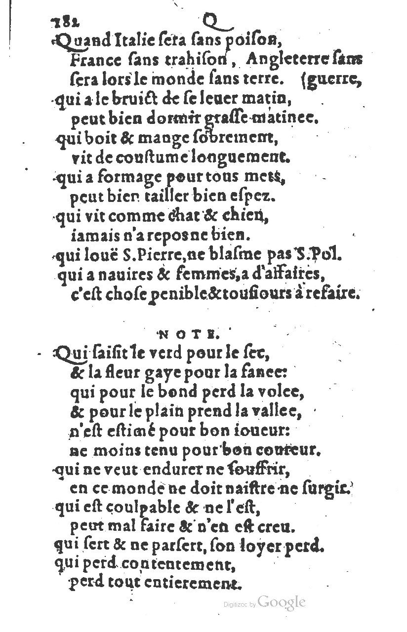 1581 - Nicolas Bonfons  - Trésor des sentences dorées - Princeton