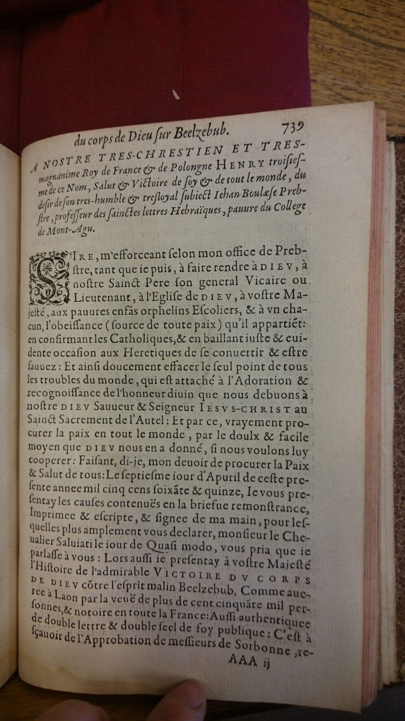 1578 - Nicolas Chesneau - Trésor et entière histoire de la triomphante victoire du corps de Dieu sur l’esprit malin - BM Lyon