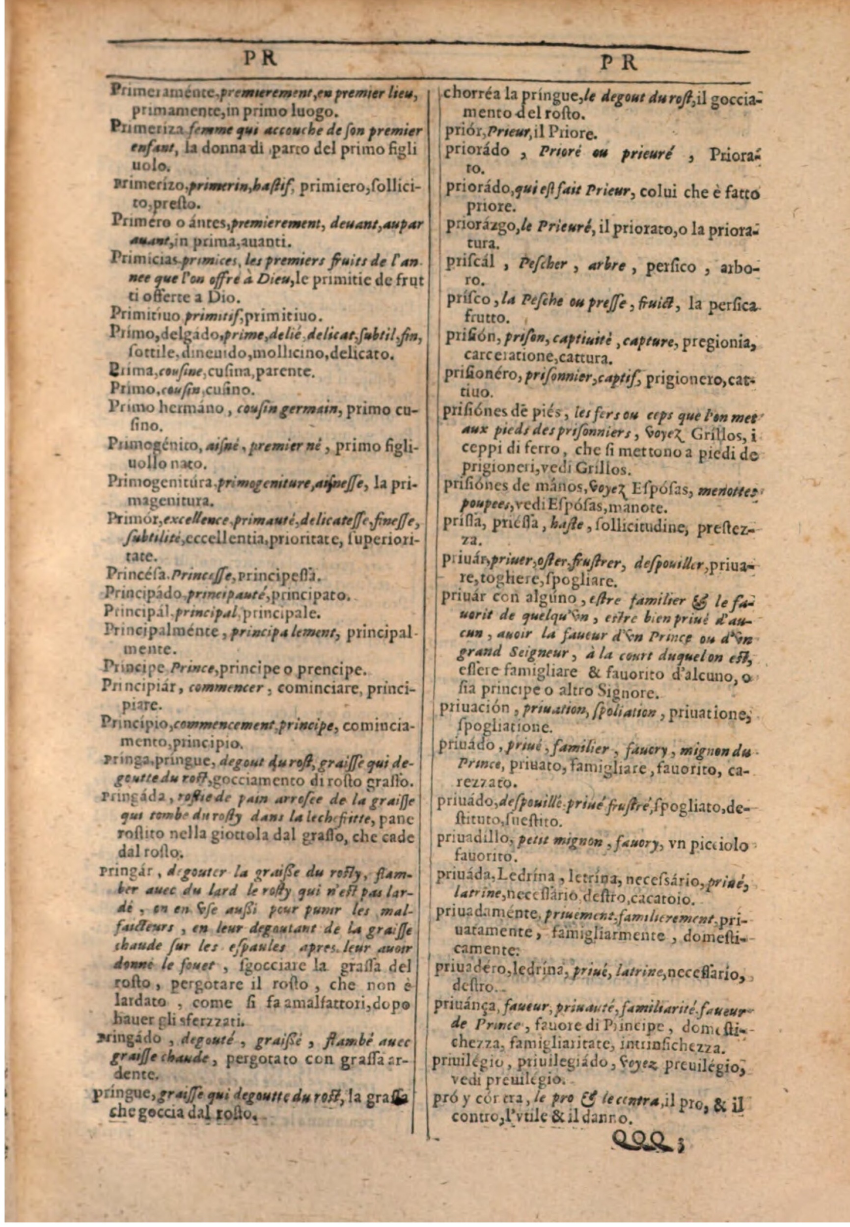 1609 - Philippe Albert et Alexandre Pernet - Trésor des trois langues française, italienne et espagnole (Première partie) - BSB Munich