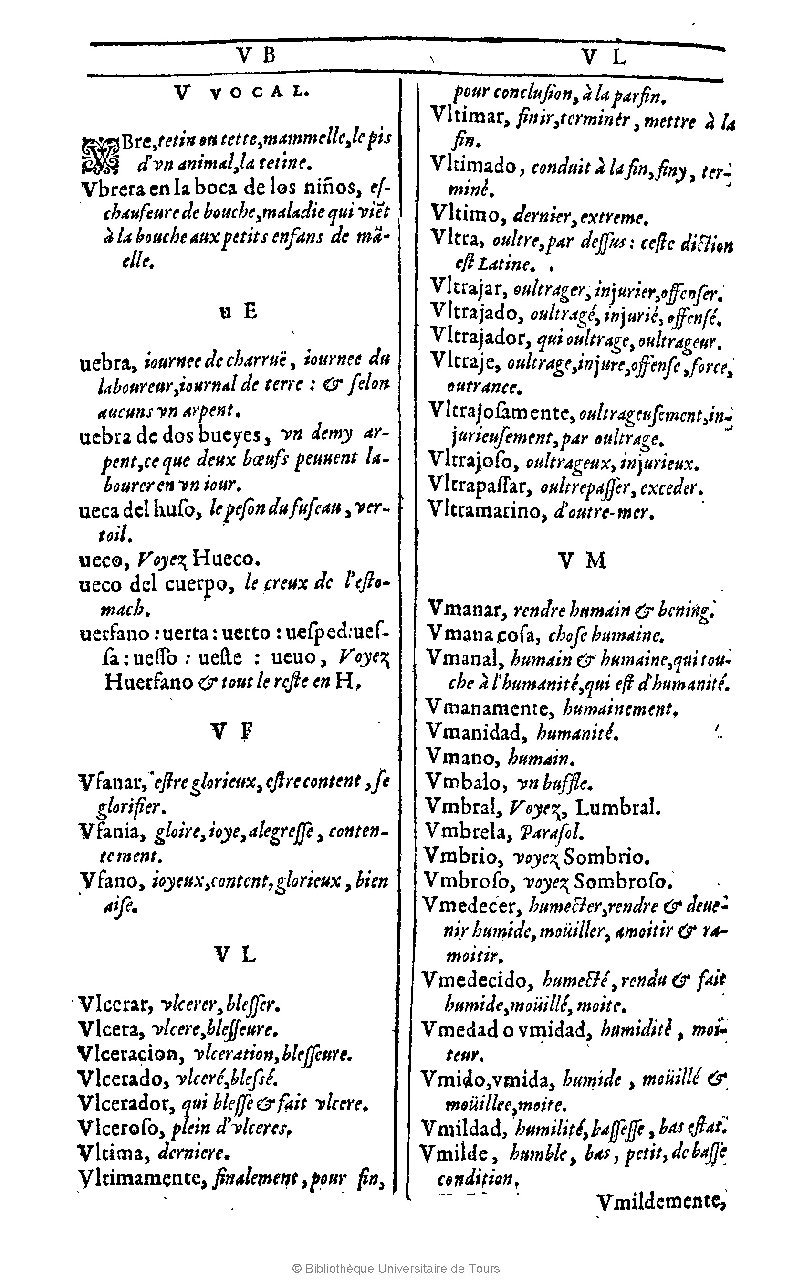 1607 - Marc Orry - Trésor des deux langues espagnole et française (Première et Seconde parties) - BU Tours