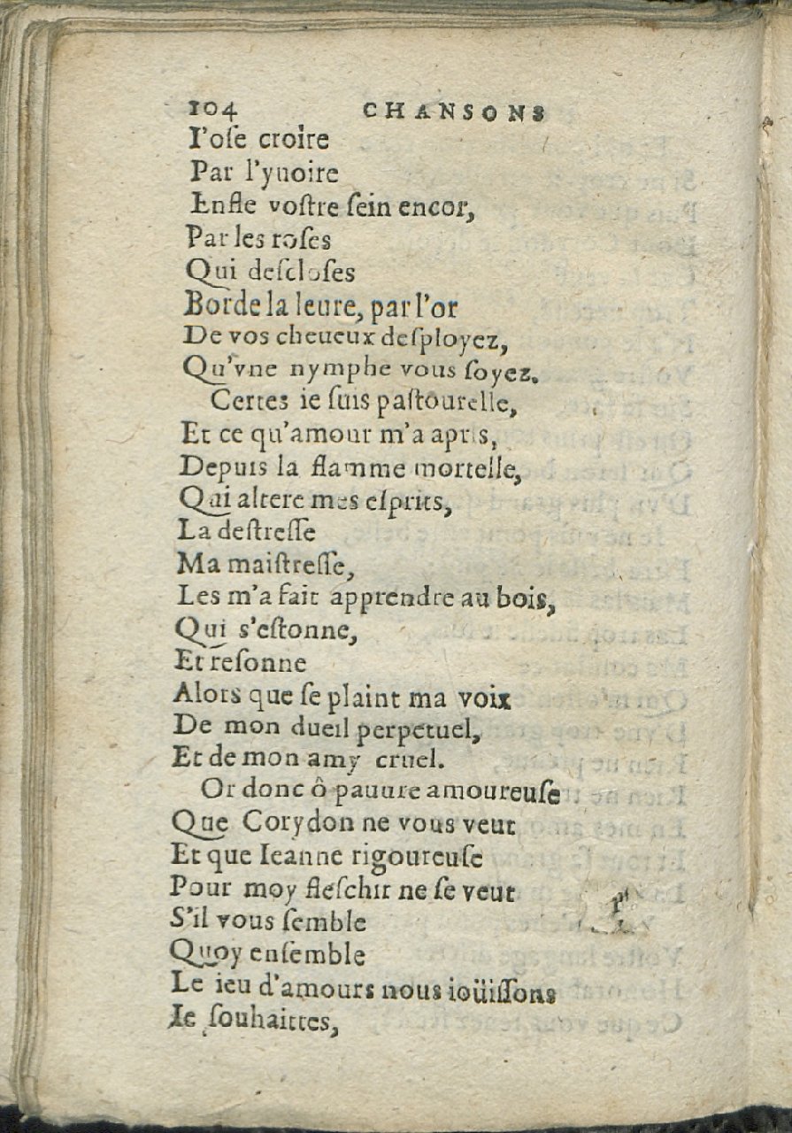 1575 - Pierre Brenouzet - Trésor de tous les recueils de chansons, tant amoureuses, rustiques, que musicales - Det KLG Copenhague