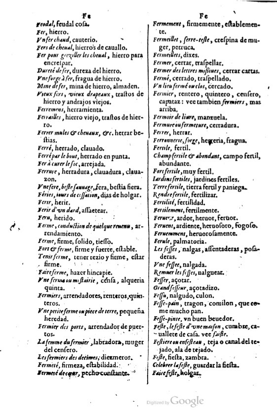 1621 - Adrian Tiffaine - Trésor des deux langues espagnole et française - BM Lyon
