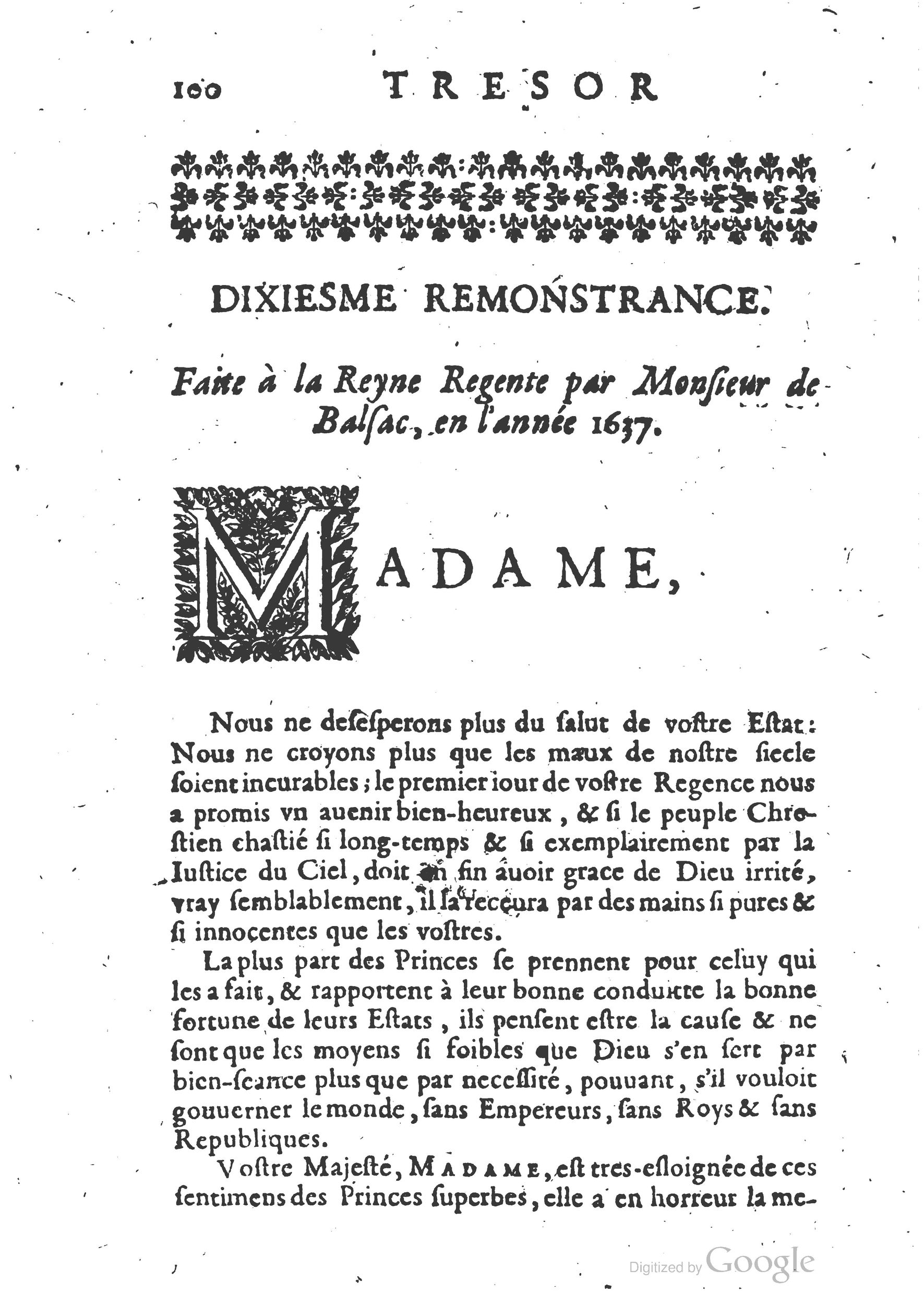 1654 - Michel Bobin - Trésor des harangues, remontrances et oraisons funèbres - BM Lyon