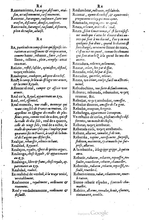 1621 - Adrian Tiffaine - Trésor des deux langues espagnole et française - BM Lyon