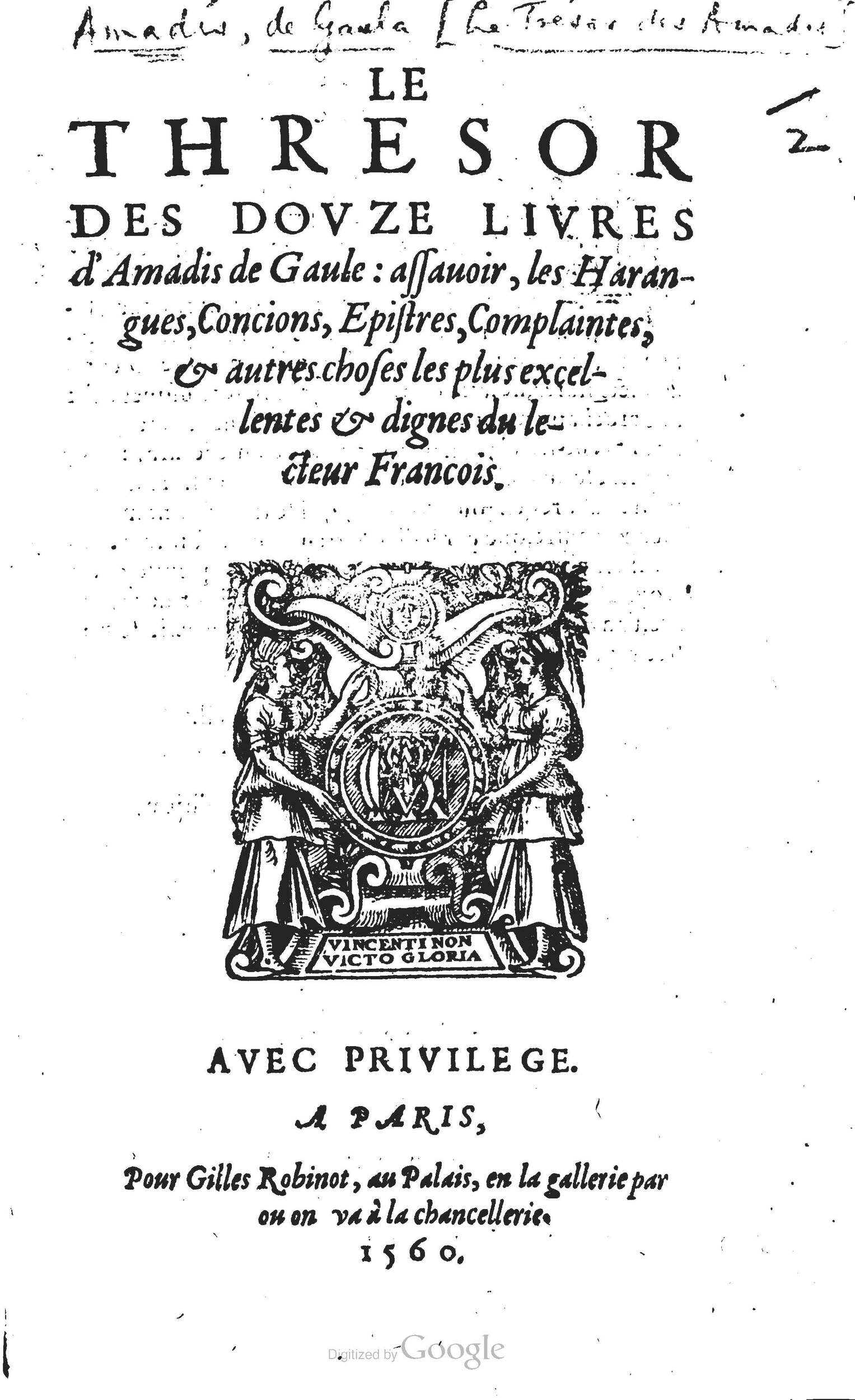 1560 - Vincent Sertenas et Gilles Robinot - Trésor des Amadis - British Library 1560 - Vincent Sertenas et Gilles Robinot - Trésor des Amadis - British Library