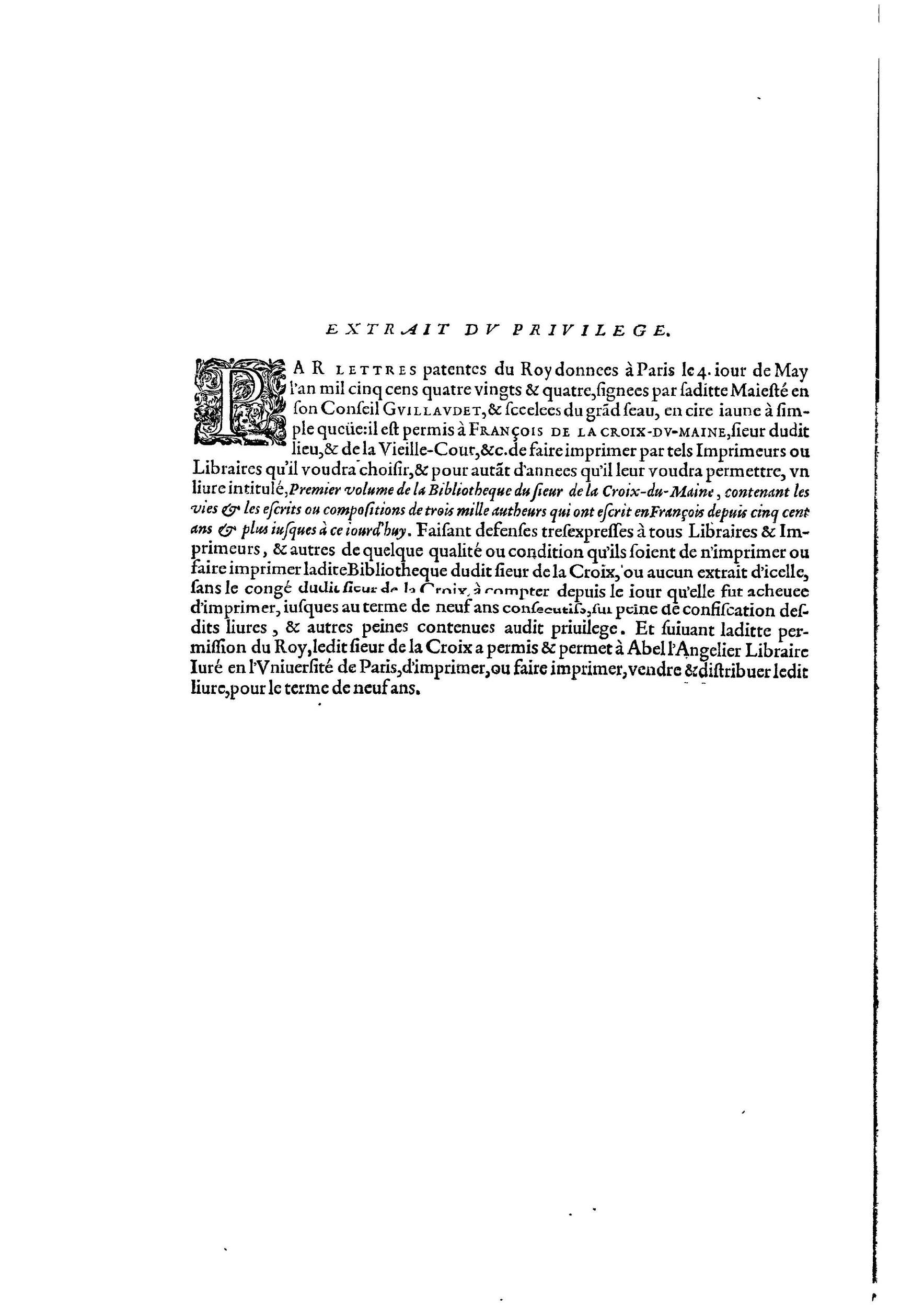 1584 - Abel L&#039;Angelier - Bibliothèques françaises - BnF