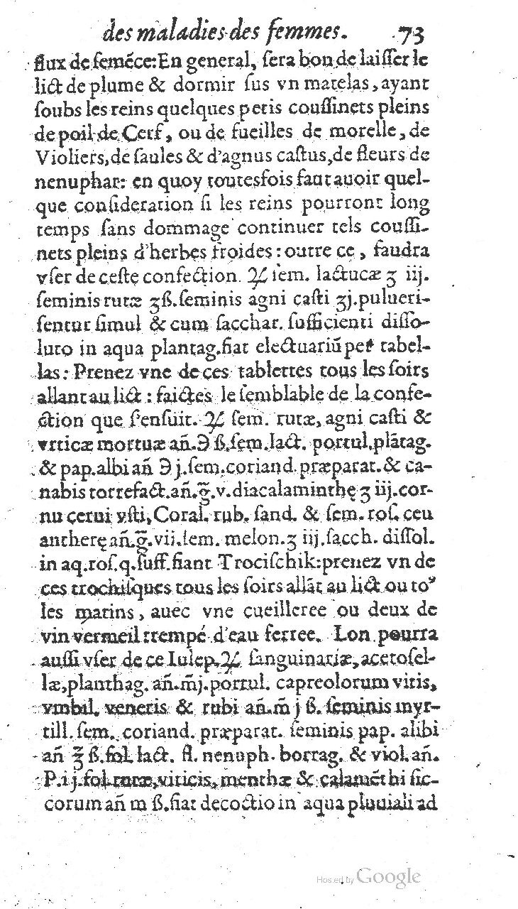 1585 - Jacques du Puis - Trésor des remèdes secrets pour les maladies des femmes - BnF