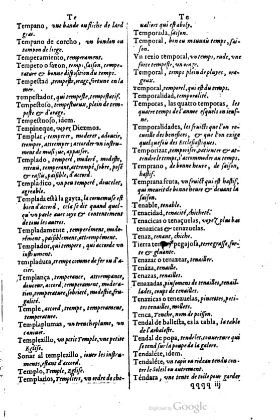 1621 - Adrian Tiffaine - Trésor des deux langues espagnole et française - BM Lyon