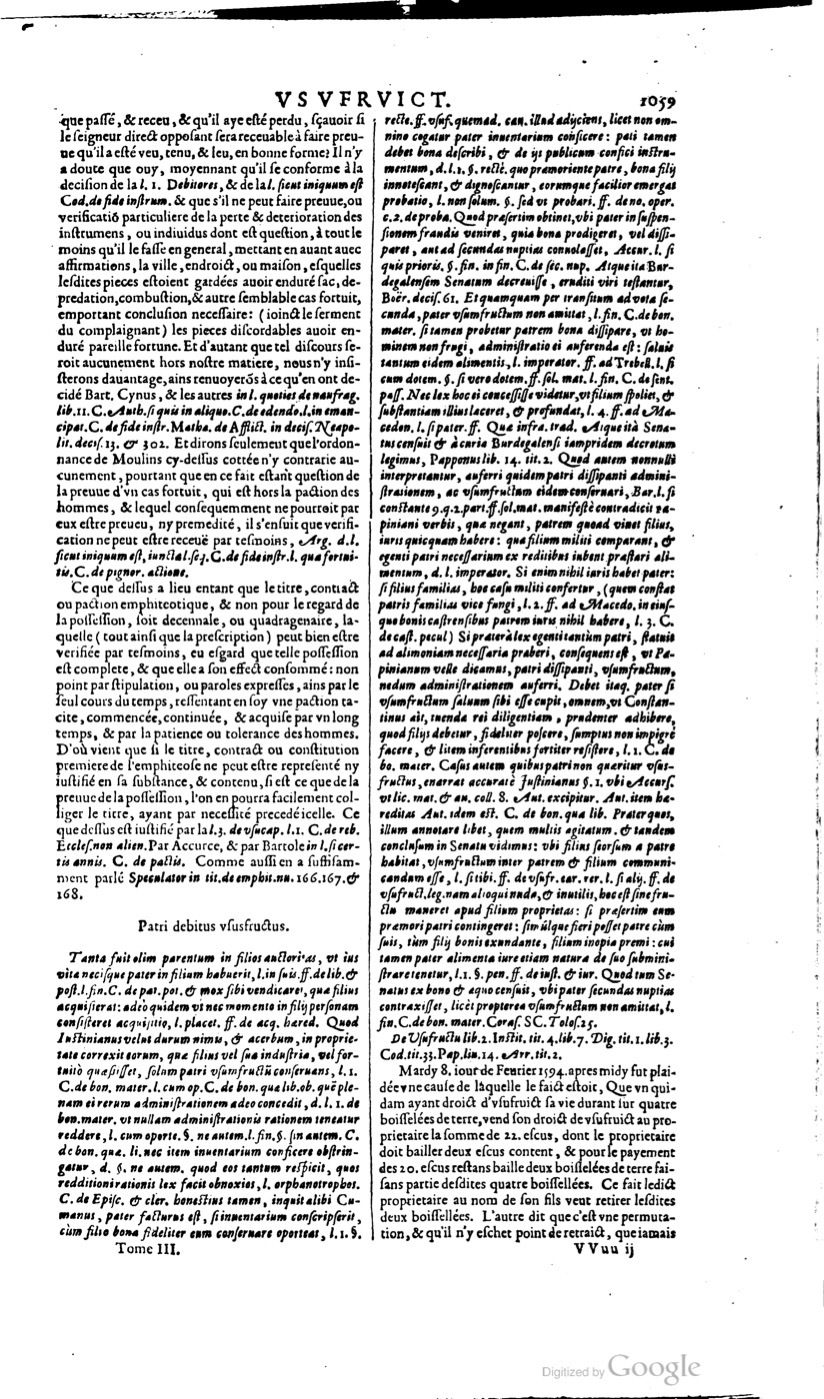 1629 - Veuve Nicolas Buon - Trésor du droit français (21754 T. 3) - BM Lyon