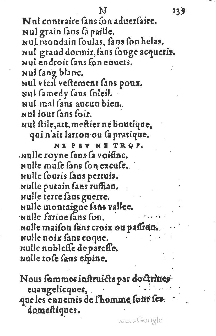 1581 - Nicolas Bonfons  - Trésor des sentences dorées - Princeton