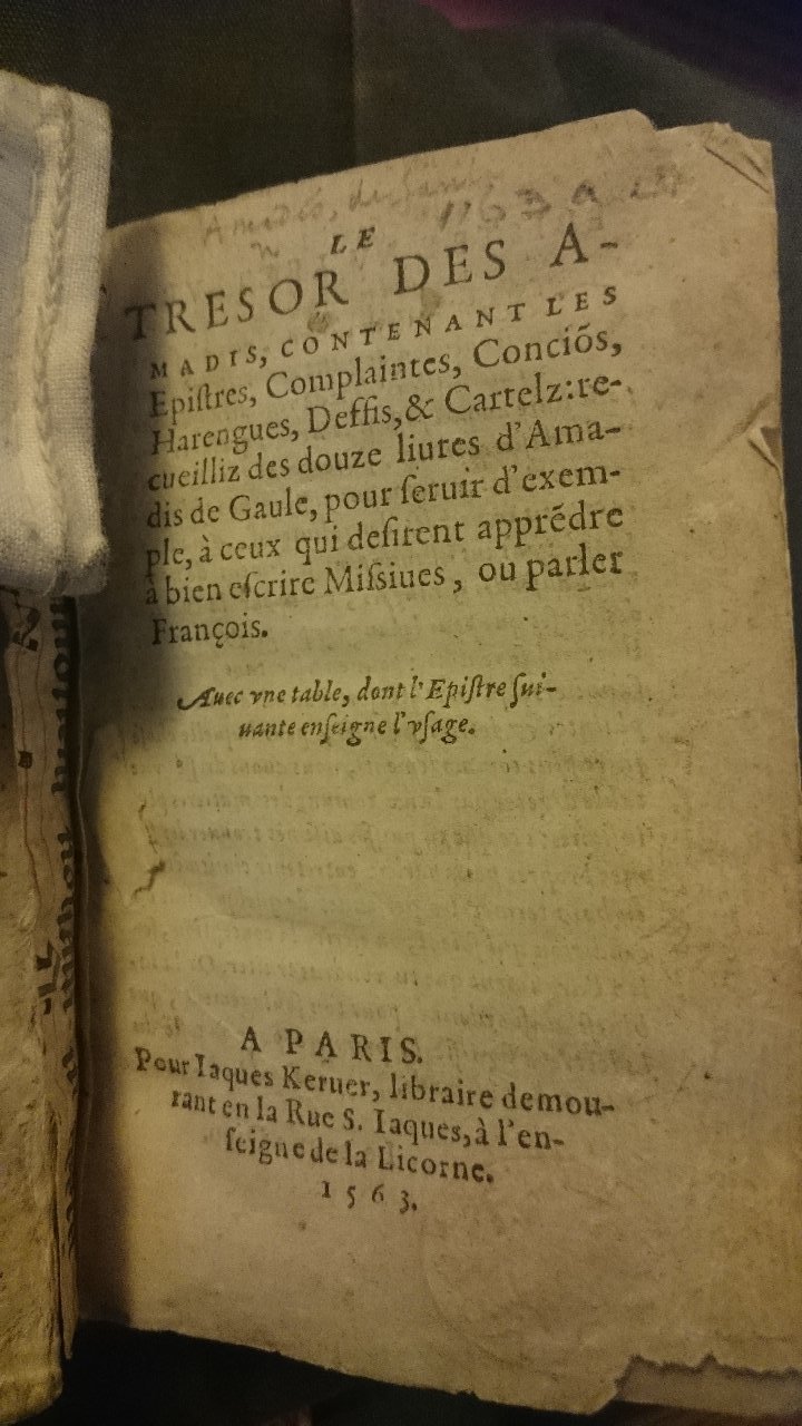1563 - Jacques Kerver et Jean Ruelle - Trésor des Amadis - British Library 1563 - Jacques Kerver et Jean Ruelle - Trésor des Amadis - British Library