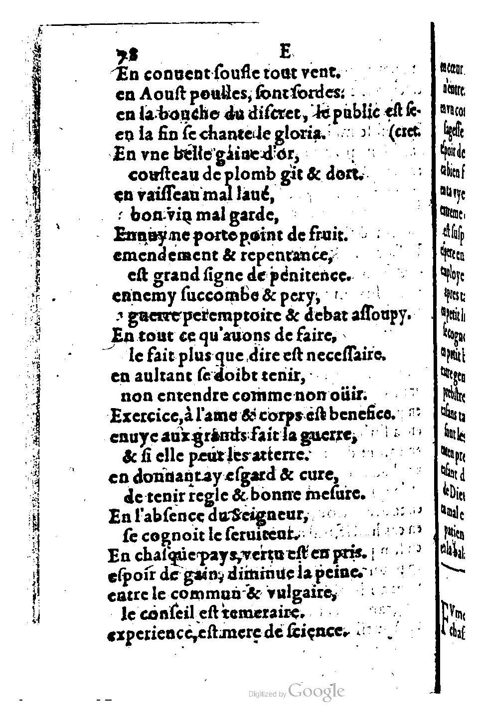 1582 - Nicolas Bonfons - Trésor des sentences dorées - BM Lyon