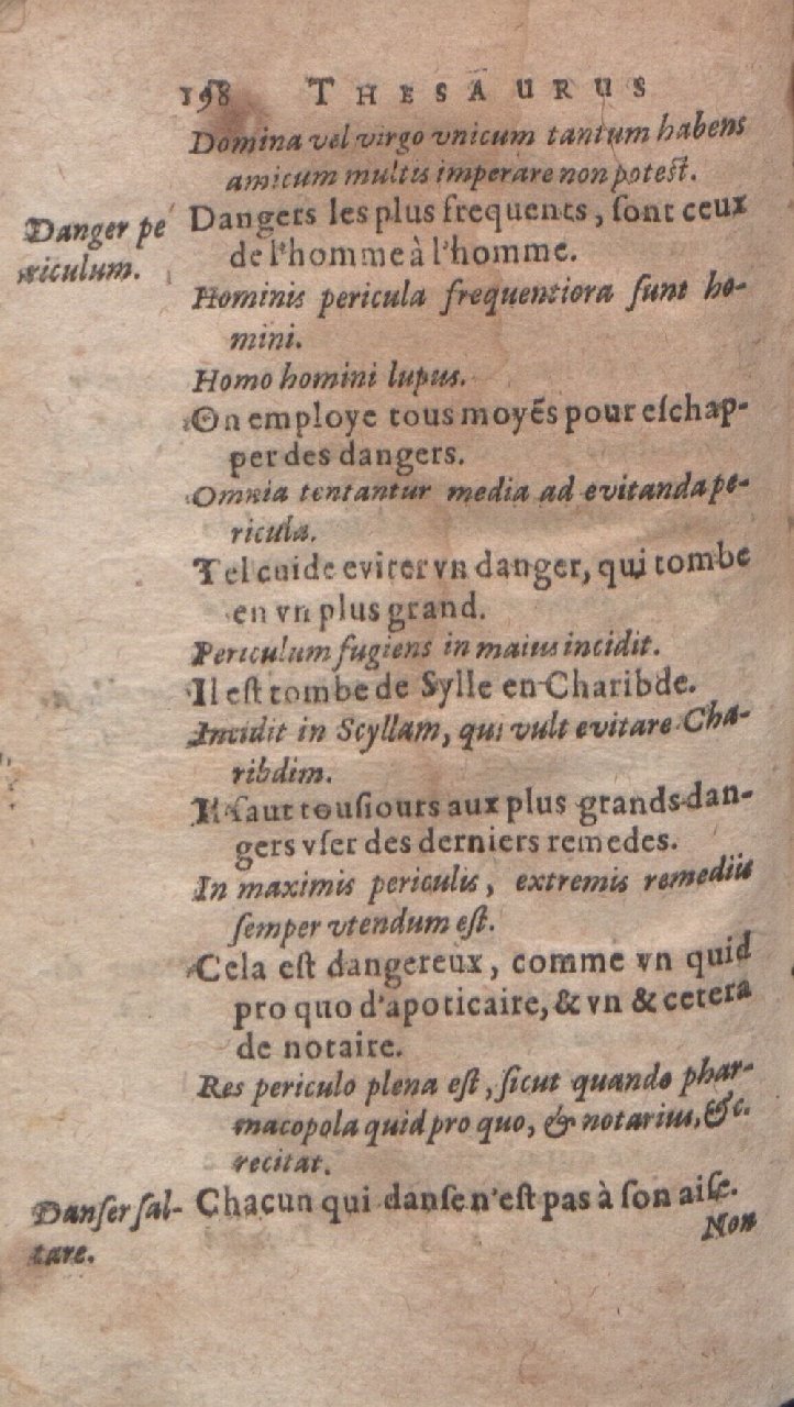 1612 - Dominicus Custos - Trésor des proverbes français  - Bibliopol-Olomuc