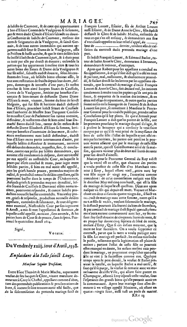 1629 - Veuve Nicolas Buon - Trésor du droit français (21754 T. 2) - BM Lyon