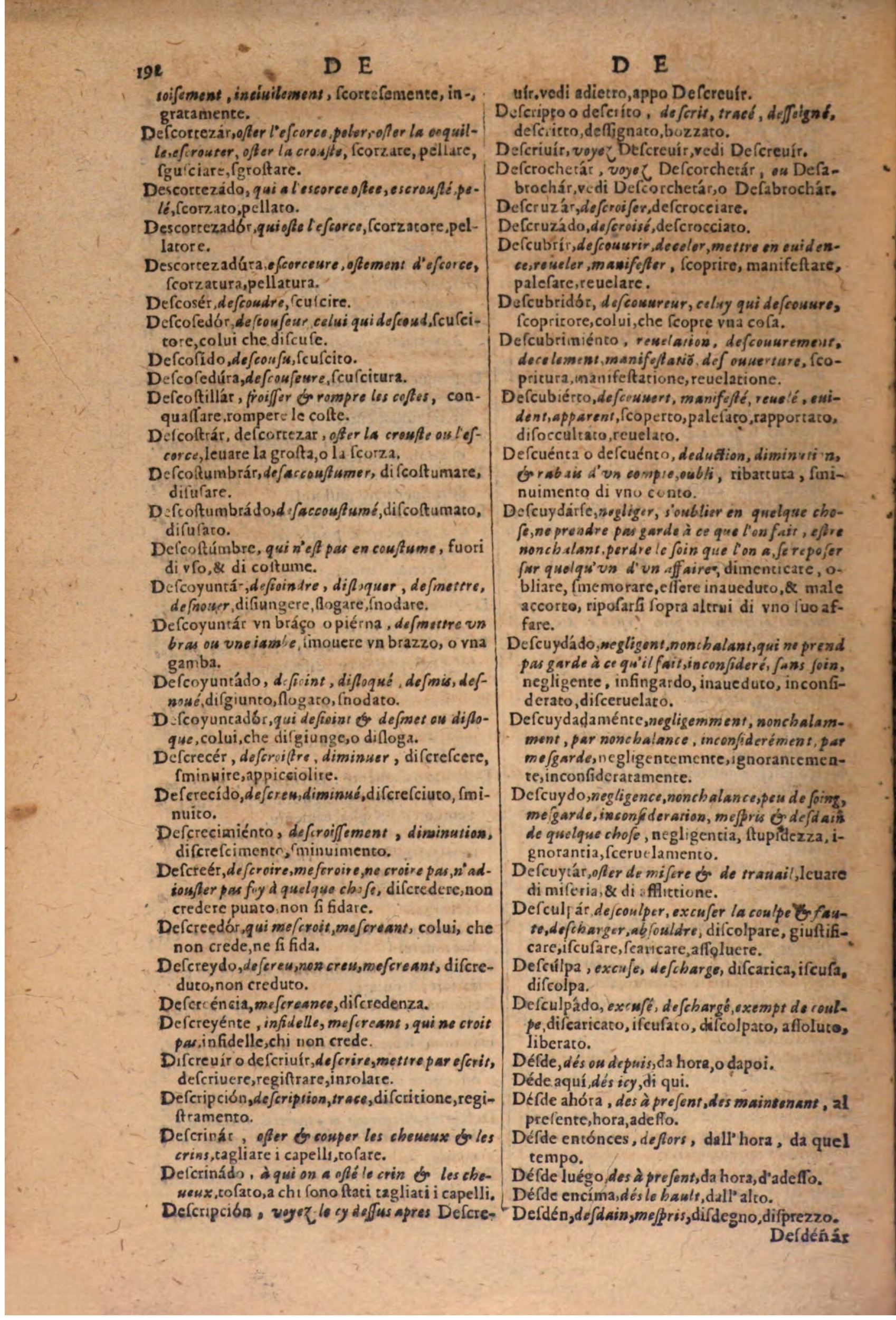 1606 - Samuel Crespin - Thresor des trois langues, francoise, italiene et espagnolle - BSB Munich
