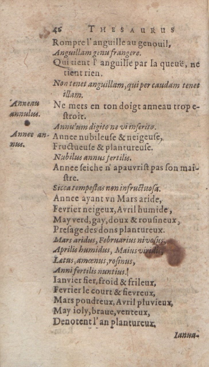 1612 - Dominicus Custos - Trésor des proverbes français  - Bibliopol-Olomuc