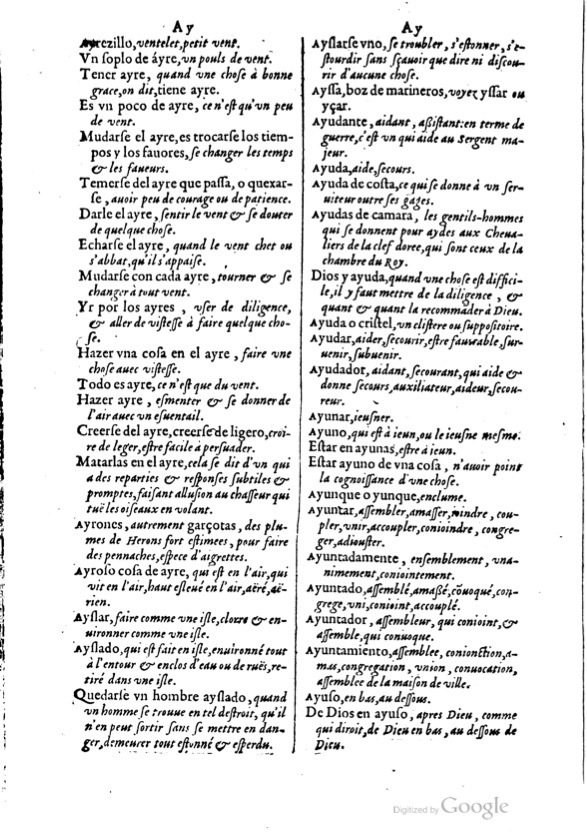 1621 - Adrian Tiffaine - Trésor des deux langues espagnole et française - BM Lyon