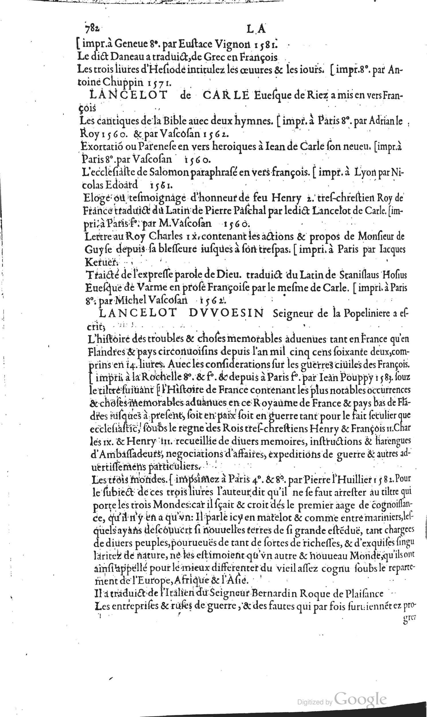 1585 - Barthélemy Honorat - Bibliothèques françaises - BSB Munich