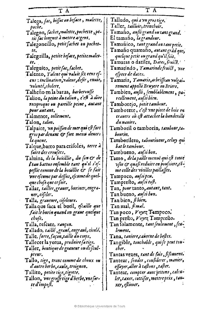 1607 - Marc Orry - Trésor des deux langues espagnole et française (Première et Seconde parties) - BU Tours