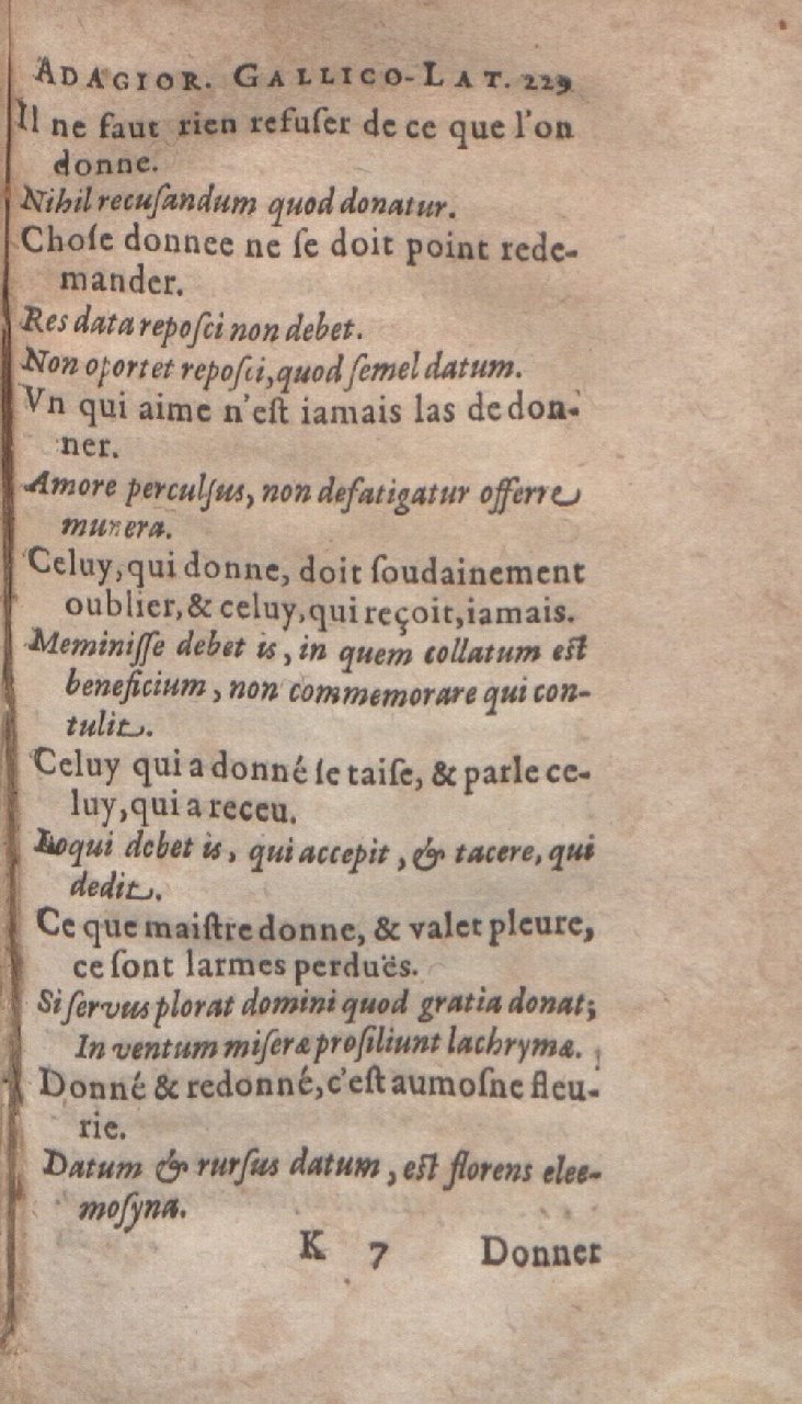 1612 - Dominicus Custos - Trésor des proverbes français - Bibliopol-Olomuc 1612 - Dominicus Custos - Trésor des proverbes français - Bibliopol-Olomuc