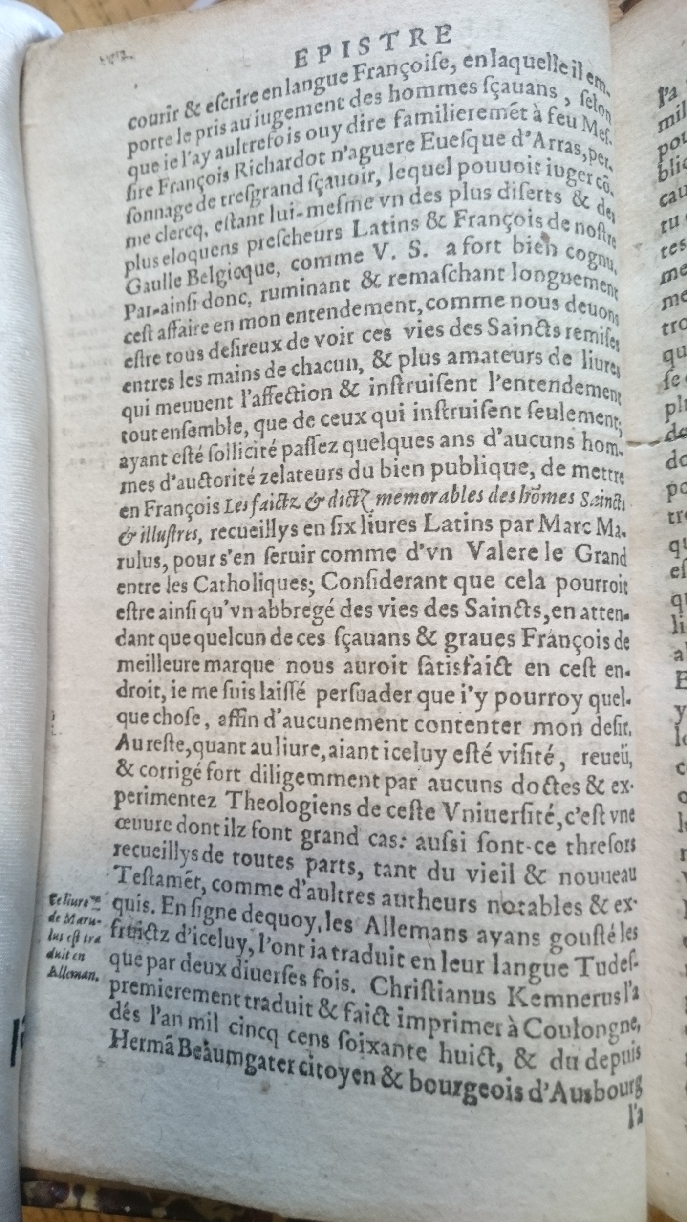 1599 - Balthazar Bellère - Trésor des faits et dits mémorables des hommes saints et illustres - Douai Quincy