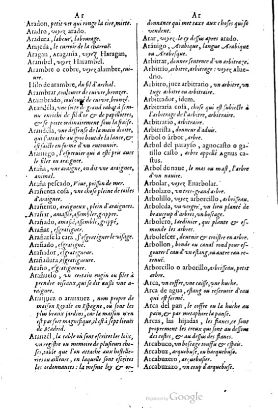 1621 - Adrian Tiffaine - Trésor des deux langues espagnole et française - BM Lyon