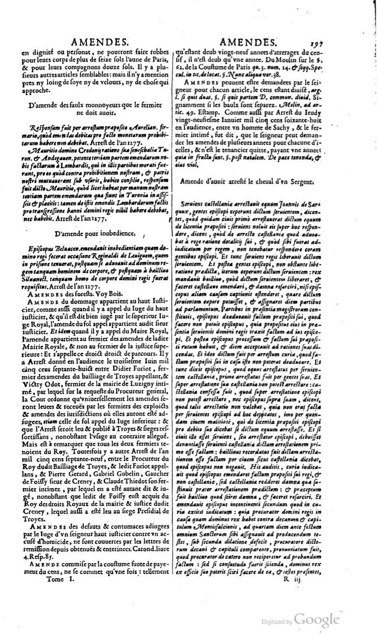 1629 - Veuve Nicolas Buon - Trésor du droit français (21754 T. 1) - BM Lyon