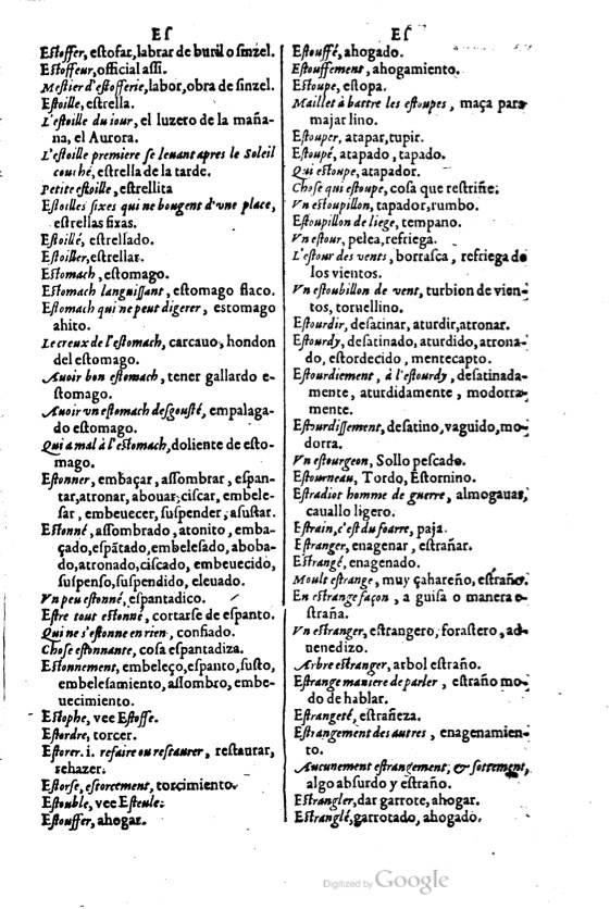 1621 - Adrian Tiffaine - Trésor des deux langues espagnole et française - BM Lyon
