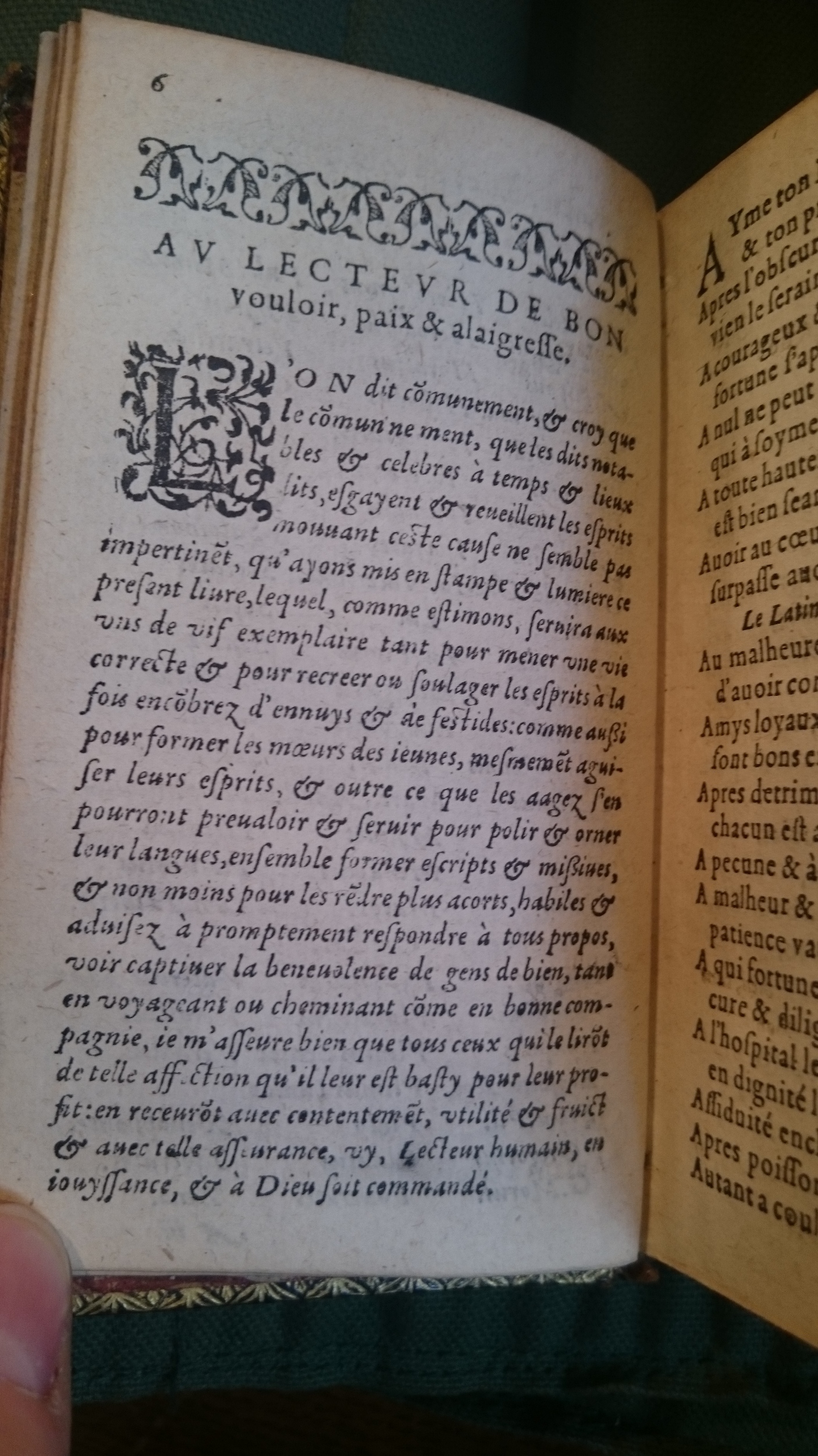 1582 - Nicolas Bonfons - Trésor des sentences dorées - BnF Arsenal