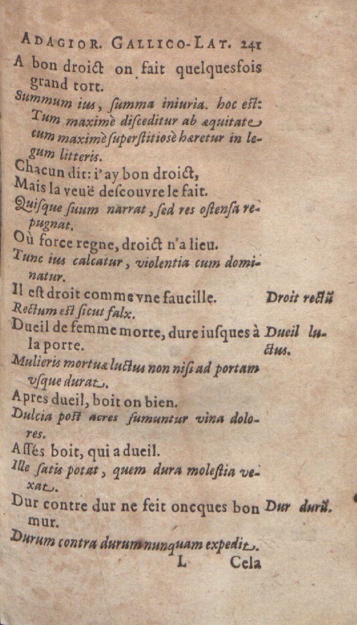 1612 - Dominicus Custos - Trésor des proverbes français  - Bibliopol-Olomuc