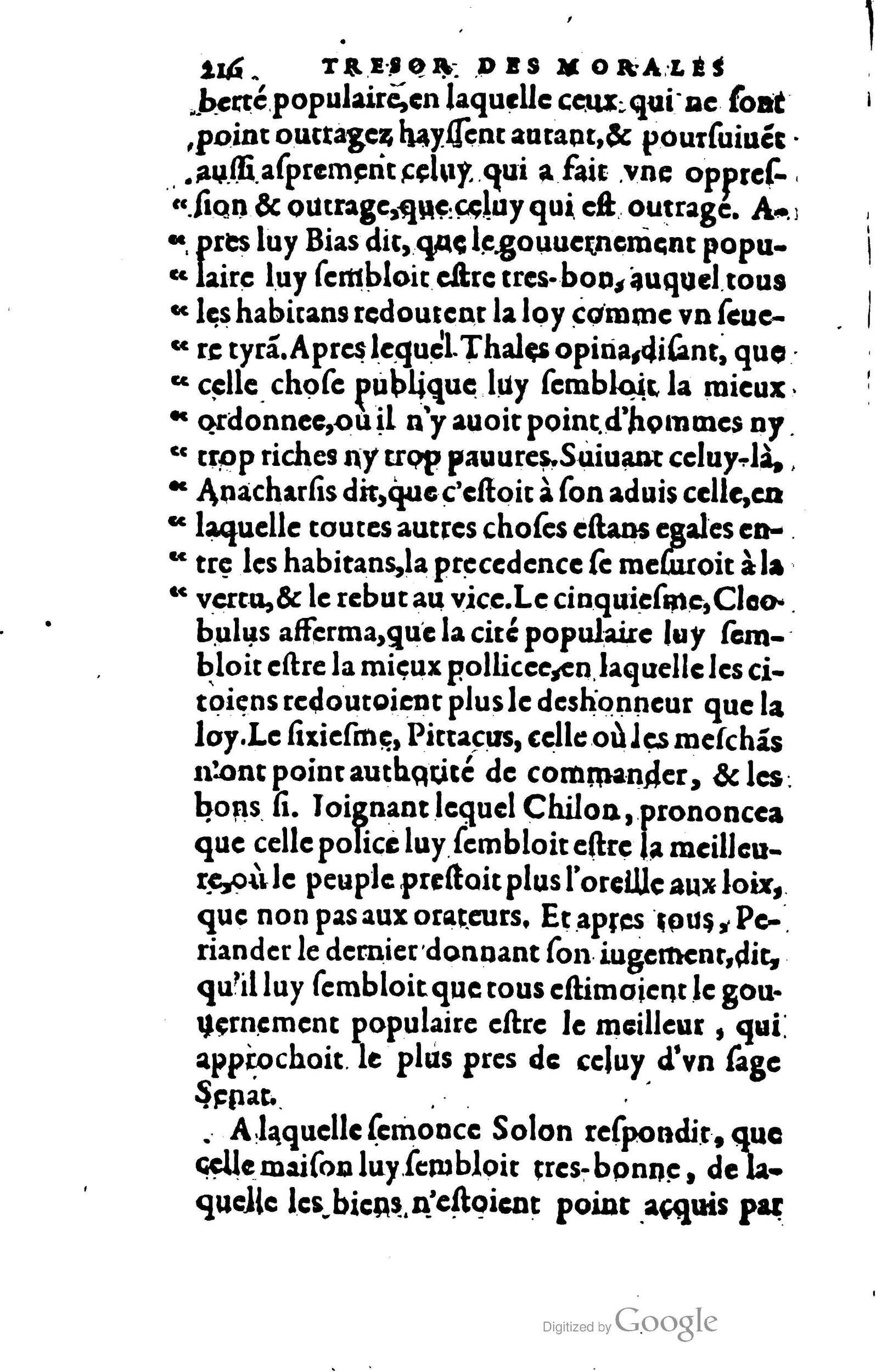 1578 - Jean Poupy - Trésor des morales de Plutarque - BSB Munich