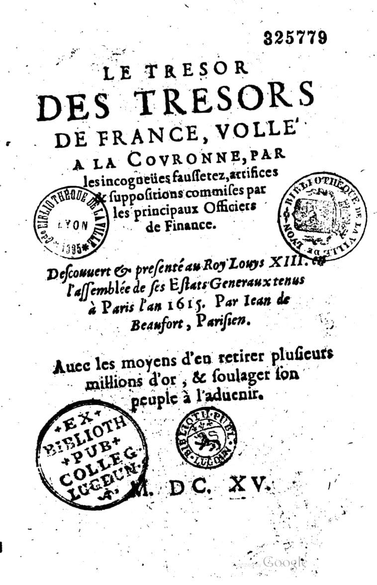 1615 - s.n. 2 - Trésor des trésors de France - BM Lyon