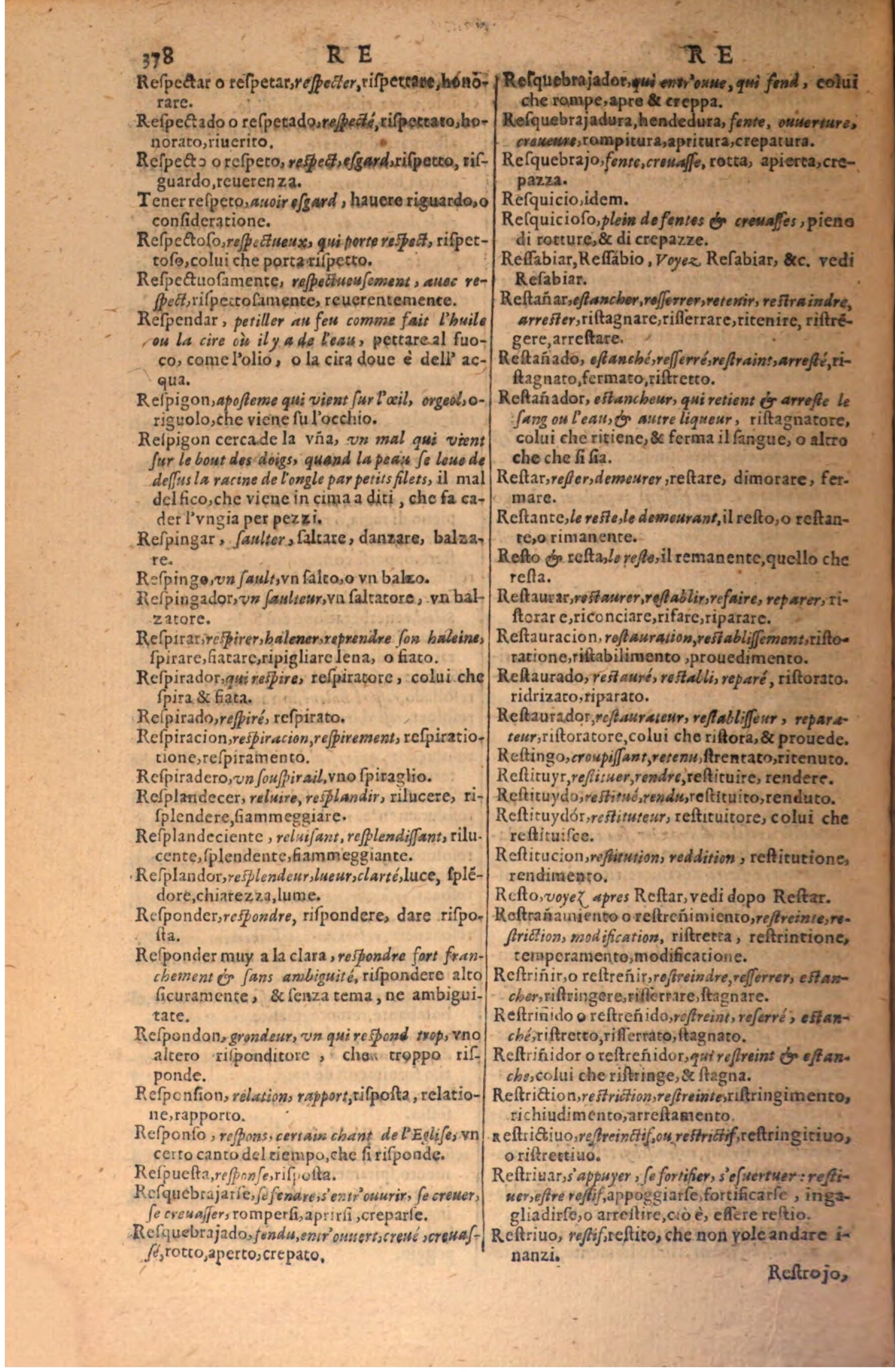 1606 - Samuel Crespin - Thresor des trois langues, francoise, italiene et espagnolle - BSB Munich