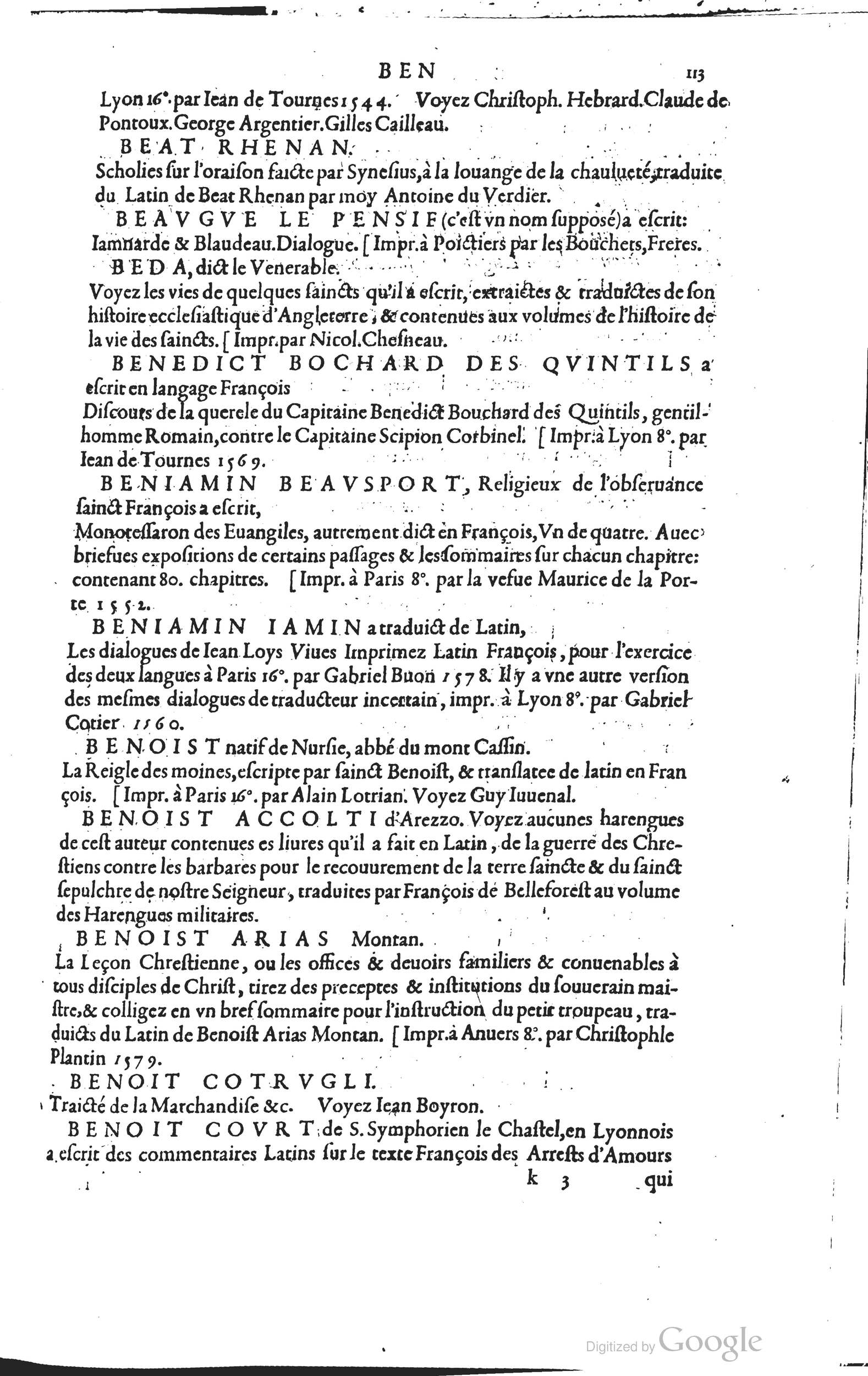 1585 - Barthélemy Honorat - Bibliothèques françaises - BSB Munich