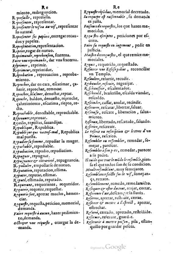 1621 - Adrian Tiffaine - Trésor des deux langues espagnole et française - BM Lyon
