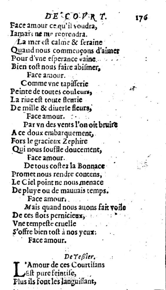 1606 - Théodore Reinsart - Trésor des chansons amoureuses recueillies des plus excellents airs de cour - Livre I - NK ČR Prague