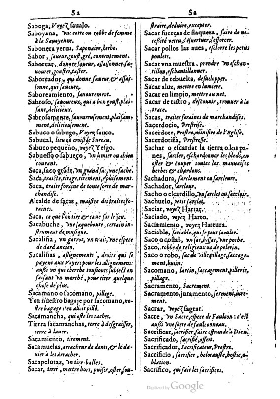 1616 - Veuve Marc Orry - Trésor des deux langues espagnole et française (Première et Seconde parties) - BM Lyon