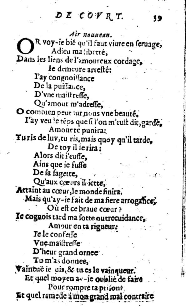 1606 - Théodore Reinsart - Trésor des chansons amoureuses recueillies des plus excellents airs de cour - Livre I - NK ČR Prague 1606 - Théodore Reinsart - Trésor des chansons amoureuses recueillies des plus excellents airs de cour - Livre I - NK ČR Prague