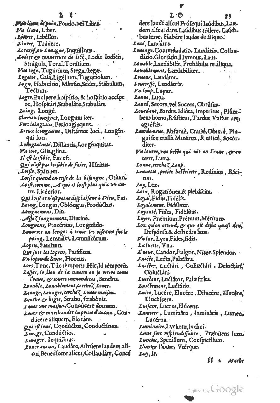 1558 - Guillaume Rouillé - Trésor des mots et traits français - BSB Munich