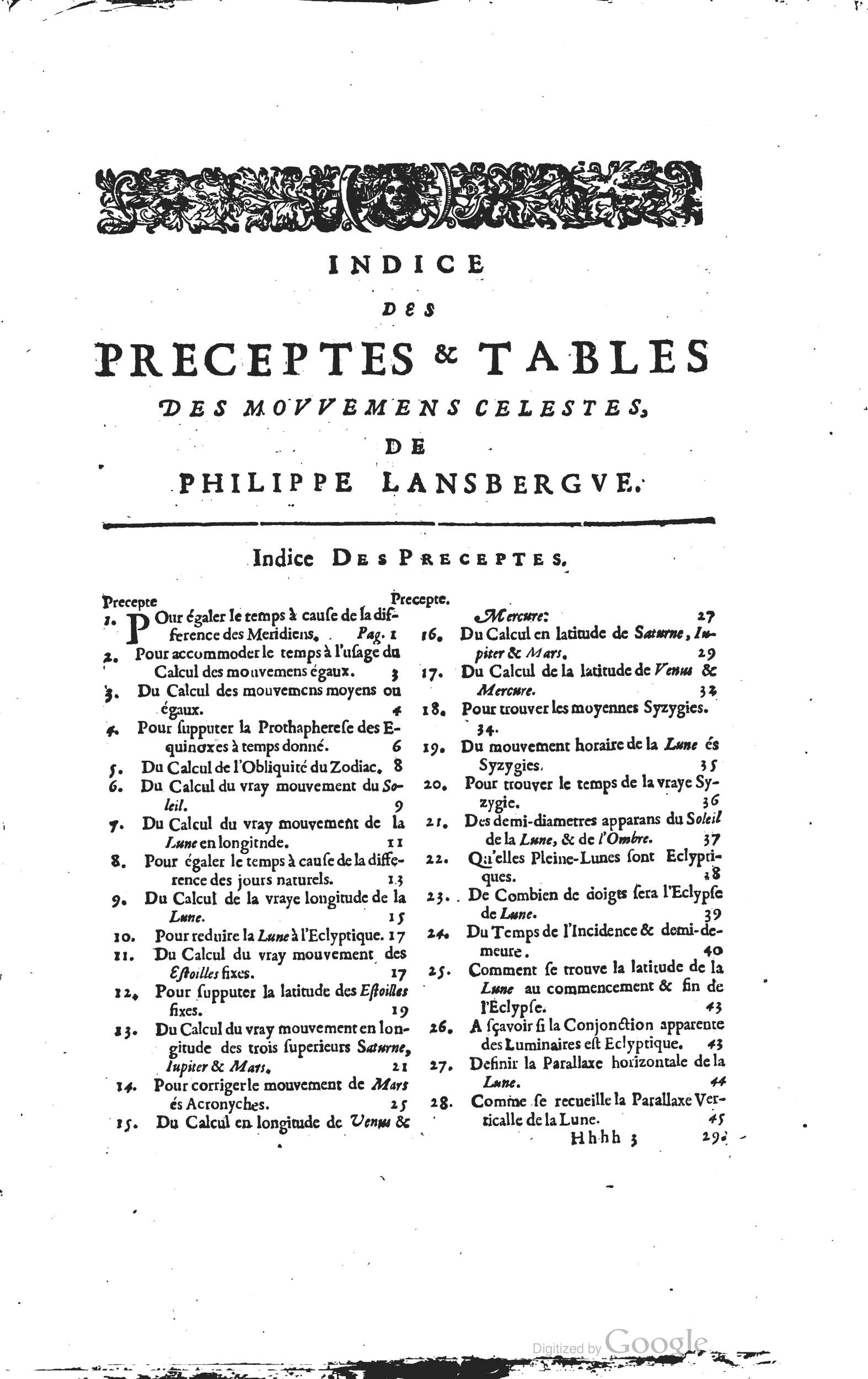 1634 - Zacharie Roman - Les Tables perpétuelles - Universiteit Leiden