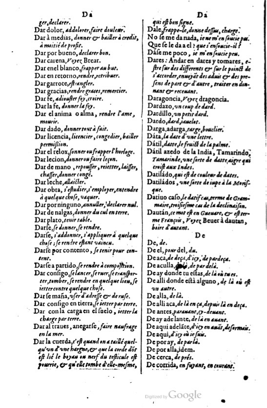 1621 - Adrian Tiffaine - Trésor des deux langues espagnole et française - BM Lyon