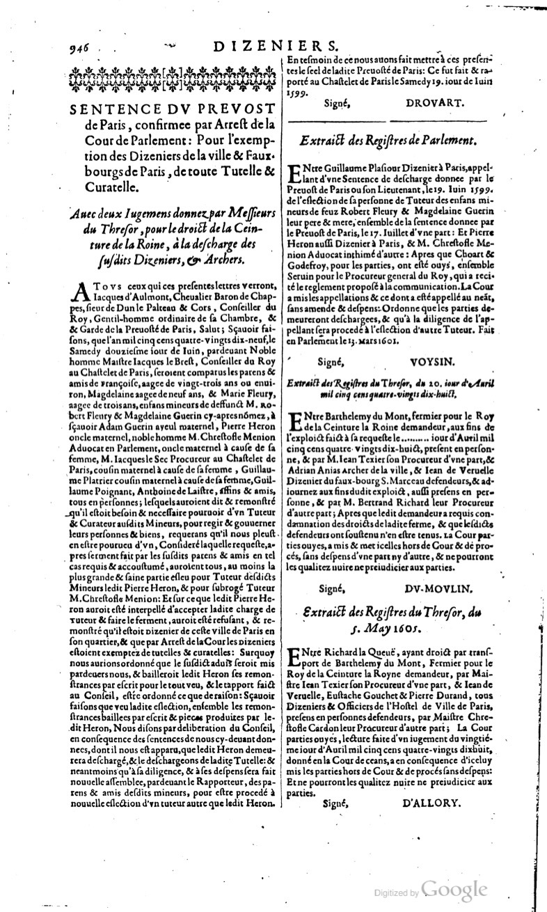 1629 - Veuve Nicolas Buon - Trésor du droit français (29620 T. 1) - BM Lyon