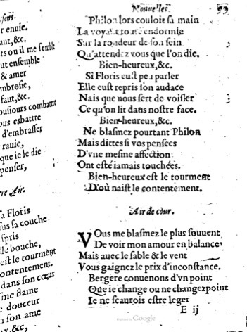 1623 - Jacques Cailloüé - Trésor ou recueil des chansons amoureuses - British Library