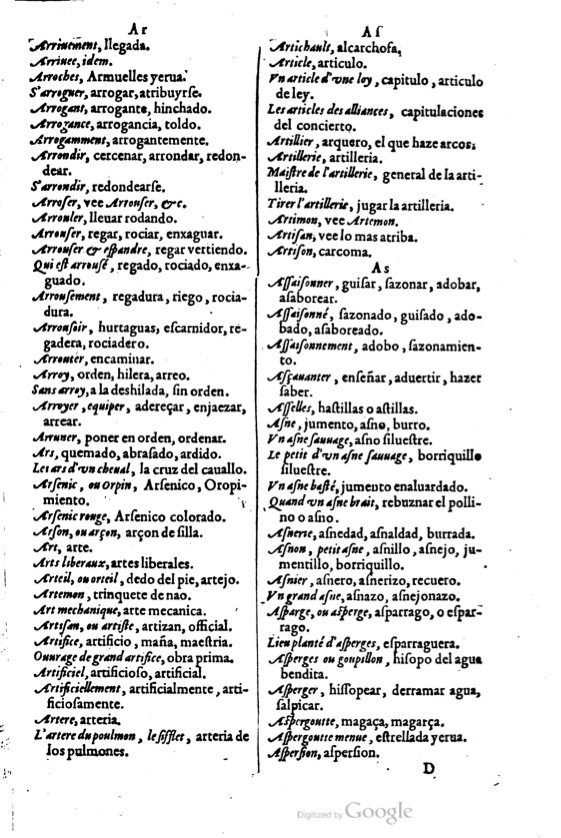 1621 - Adrian Tiffaine - Trésor des deux langues espagnole et française - BM Lyon